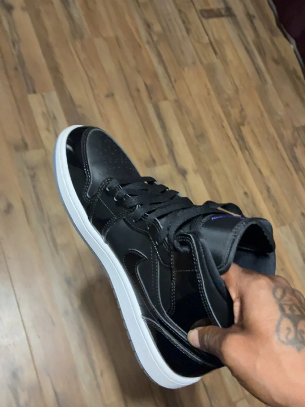 Jordan Black with White Sole High-Top Sneakers